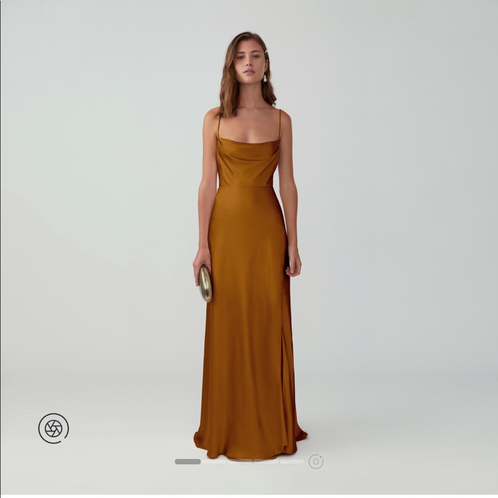 Fame and Partners / Free People Rosabel Strappy Draped Gown in Rust sz 0